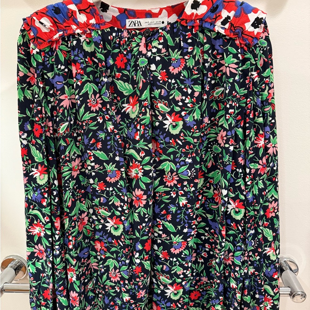 Zara Multicolor Floral Button-Up Top